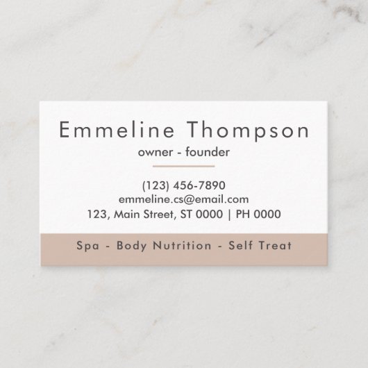 落ち着エレガントいた美的ソフトベージュクリーンモダン 名刺 (正面)