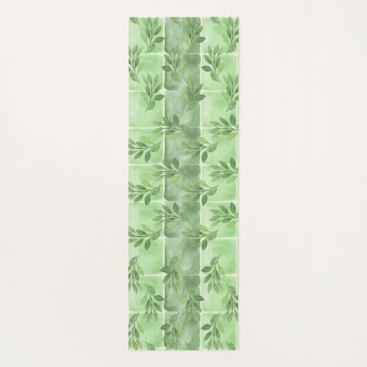 落ち着エレガントきグリーンリーフ水彩エクササイズ ヨガマット (裏面)