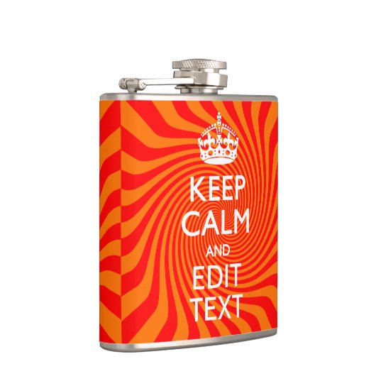 落ち着保いてテキストをオレンジ色の渦巻き旋回させる フラスク (右)