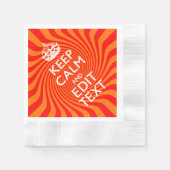 落ち着保いてテキストをオレンジ色の渦巻き旋回させる 縁ありカクテルナプキン (正面)