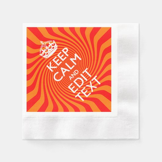 落ち着保いてテキストをオレンジ色の渦巻き旋回させる 縁ありカクテルナプキン (正面)