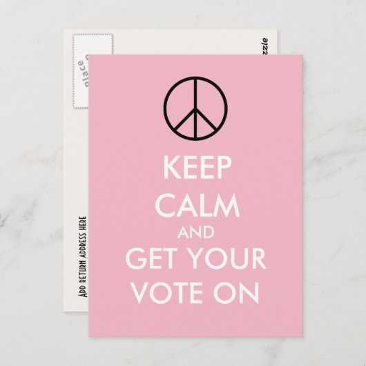 落ち着保いて投票するカスタムのピンクのはがき ポストカード (正面/裏面)