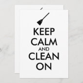 落ち着保いて掃除をする箒カスタムの 招待状 (正面/裏面)