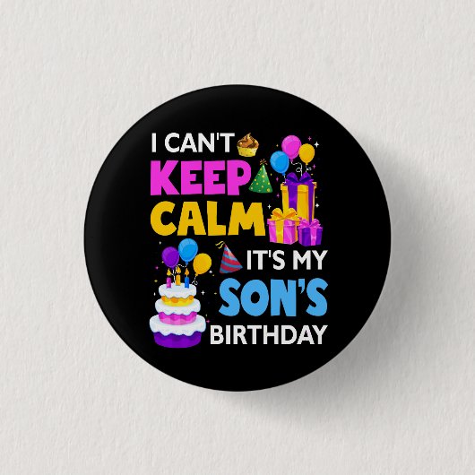 落ち着保くれない息子の誕生日だ祝 缶バッジ (正面)