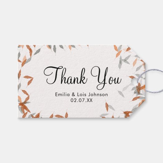 落ち素朴葉パンパスフローティング結婚ズ ギフトタグ (正面(横))