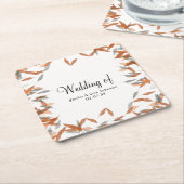 落ち素朴葉パンパスフローティング結婚ズ スクエアペーパーコースター (アングル)