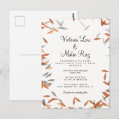 落ち素朴葉パンパスフローティング結婚ズ ポストカード (正面/裏面)