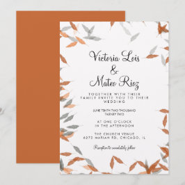 落ち素朴葉パンパスフローティング結婚ズ 招待状