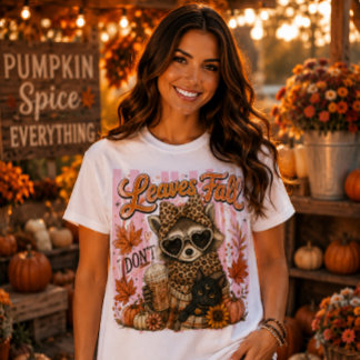 落ち葉が落ちる私はしない かわいいアライグマ Tシャツ