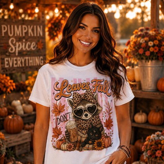 落ち葉が落ちる私はしない かわいいアライグマ Tシャツ