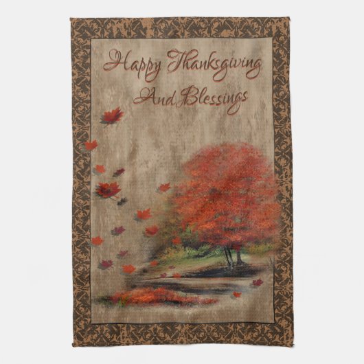 落ち葉くるランドスケープキッチンタオル キッチンタオル (縦)