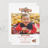 落ち葉とどんぐりの写真招待状 招待状 (正面/裏面)