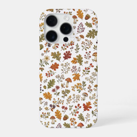 落ち葉とキノコの森模様 iPhoneケース (裏面)