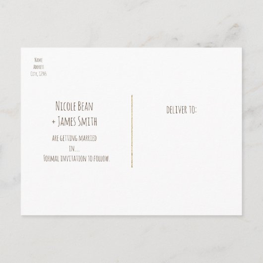 落ち葉とストリングライトの素朴なSave The Date 案内ポストカード (裏面)