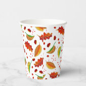 落ち葉とナッツの栗の模様 エレガントな秋 紙コップ (右)