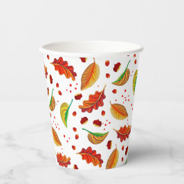 落ち葉とナッツの栗の模様 エレガントな秋 紙コップ