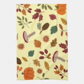 落ち葉とハーベストパターンのキッチンタオル キッチンタオル (縦)