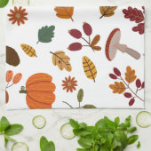 落ち葉とハーベスト柄のキッチンタオル キッチンタオル (折り畳み)