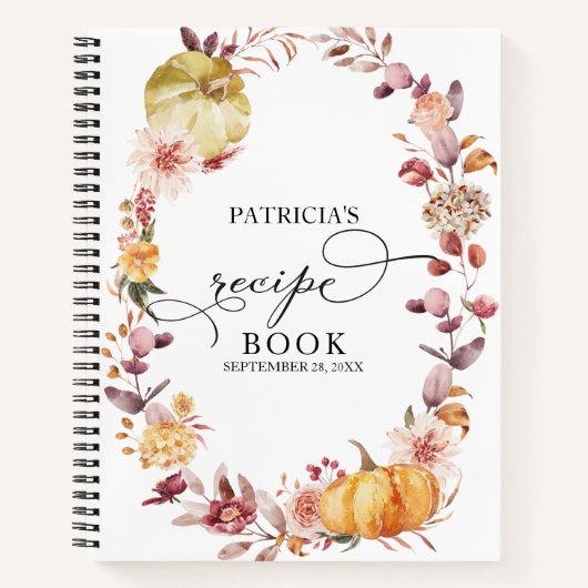 落ち葉とパンプキンのブライダルシャワー レシピブック ノートブック (正面)
