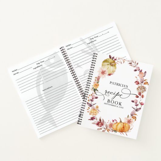 落ち葉とパンプキンのブライダルシャワー レシピブック ノートブック (内部)