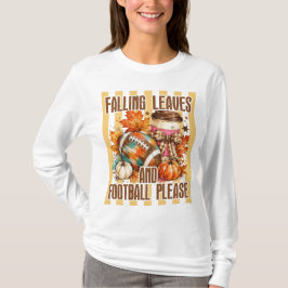 落ち葉とフットボールが好き コーヒーとパンプキン Tシャツ