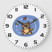 落ち葉と秋のクマ ラージ壁時計 (正面)