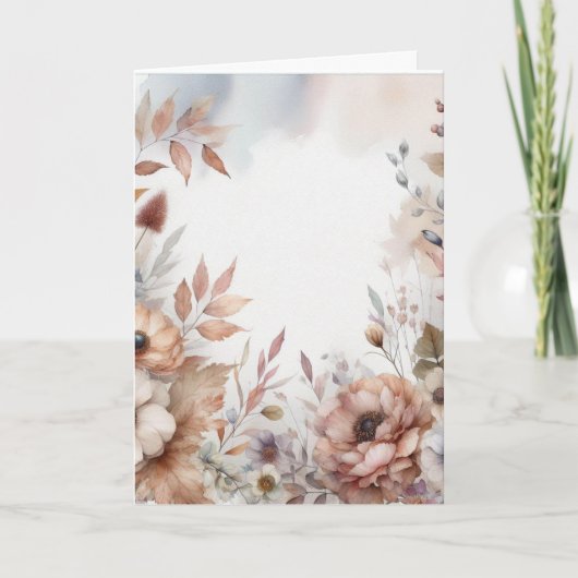 落ち葉と花のニュートラルな土系カラー カード (正面)