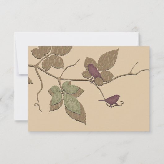 落ち葉と鳥の結婚式返信カード 出欠カード (裏面)