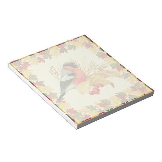 落ち葉と鳥 ノートパッド (アングル)