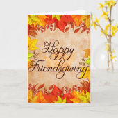 落ち葉に囲まれた友人の感謝祭 カード (黄色い花)