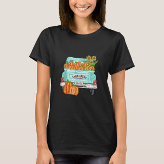 落ち葉のあなたトラックパンプキンひまわり秋落ち葉サンクスギビング Tシャツ