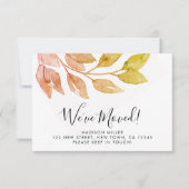 落ち葉のお知らせカード ミニカード 引っ越しました ノートカード (正面)