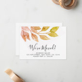 落ち葉のお知らせカード ミニカード 引っ越しました ノートカード (正面/裏面インサイチュ)