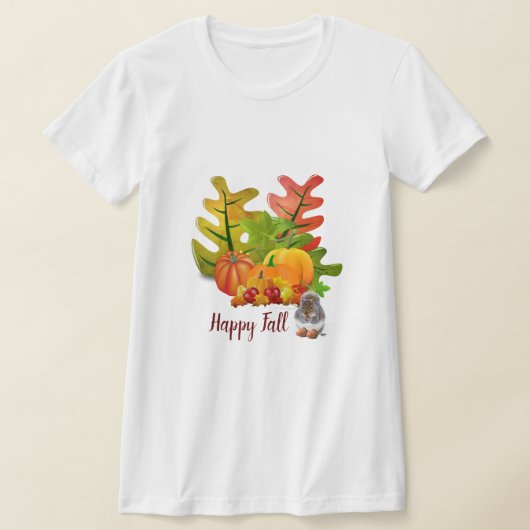 落ち葉のかぼちゃとリス シーズナル Tシャツ (レイダウン)