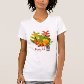 落ち葉のかぼちゃとリス シーズナル Tシャツ (正面)