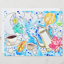 落ち葉のアートとコーヒー