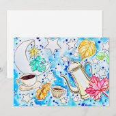 落ち葉のアートのあるコーヒー 招待状 (正面/裏面)