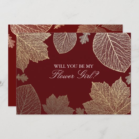 落ち葉のウェディング フラワーガール 招待状 (正面/裏面)