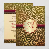 落ち葉のエレガントな結婚式のモノグラム招待状 招待状 (正面/裏面)