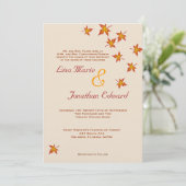 落ち葉のオータムウェディング招待状 5x7 リネン 招待状 (スタンド正面)