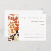 落ち葉のコラージュ　結婚式への招待カード 出欠カード (正面/裏面)