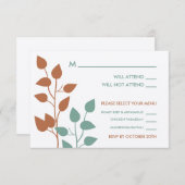 落ち葉のダブルボウ 結婚式の出欠確認カード 出欠カード (正面/裏面)