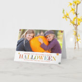 落ち葉のハロウィン写真グリーティングカード カード (黄色い花)