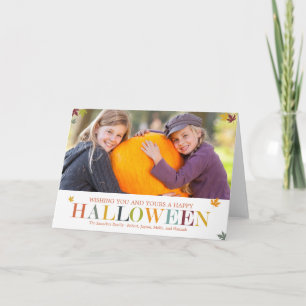 落ち葉のハロウィン写真グリーティングカード カード