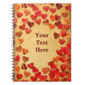 落ち葉のハートが古い紙に ノートブック (正面)