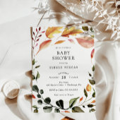 落ち葉のベイビーシャワー 招待状