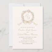 落ち葉のモノグラム ミニマル ウェディング 招待状 (正面)