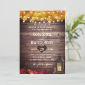 落ち葉のラスティックランタン 秋の結婚式 招待状 (スタンド正面)