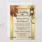 落ち葉のランタン ライト ゴールド ウェディング 招待状 (正面)