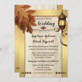 落ち葉のランタン ライト ゴールド ウェディング 招待状 (正面/裏面)